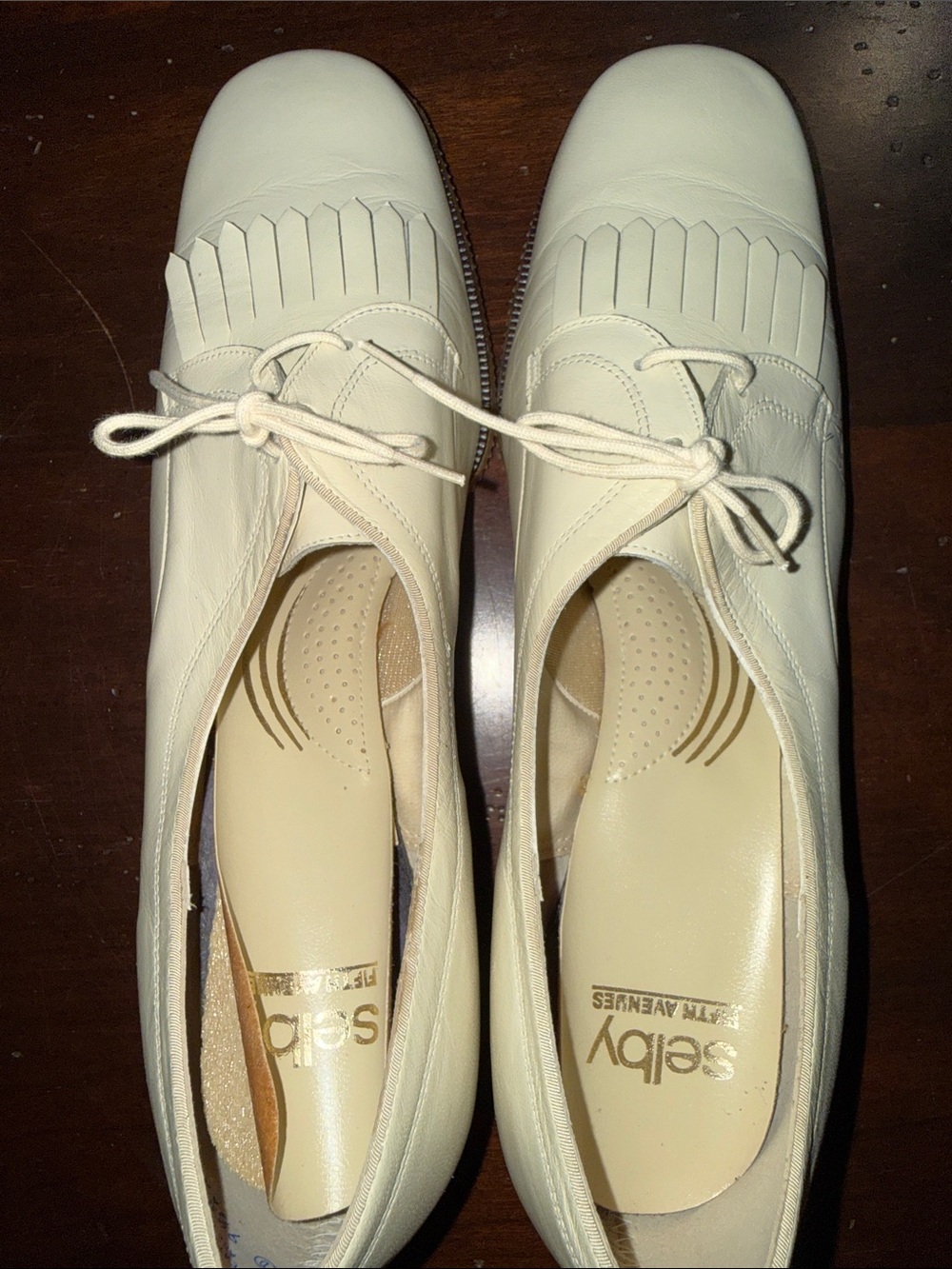 Selby Cream Fringe Lace-Up Leather Shoes